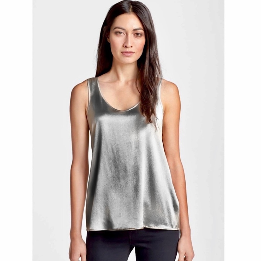 Eileen Fisher Silver Gray Silk Tank Top Medium